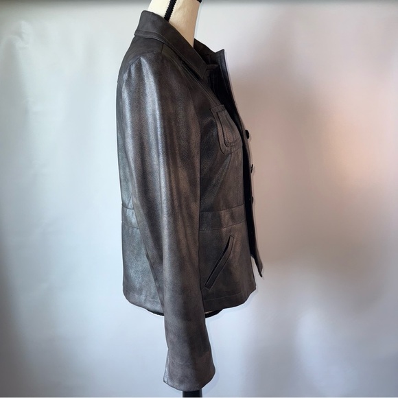 Chico's Women’s dark grey shimmery Button up Blazer Tailored Fit size 0 US small - Picture 2 of 7